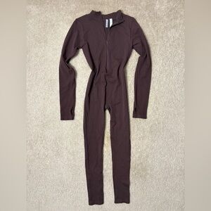 Brown Ribbed Jumpsuit